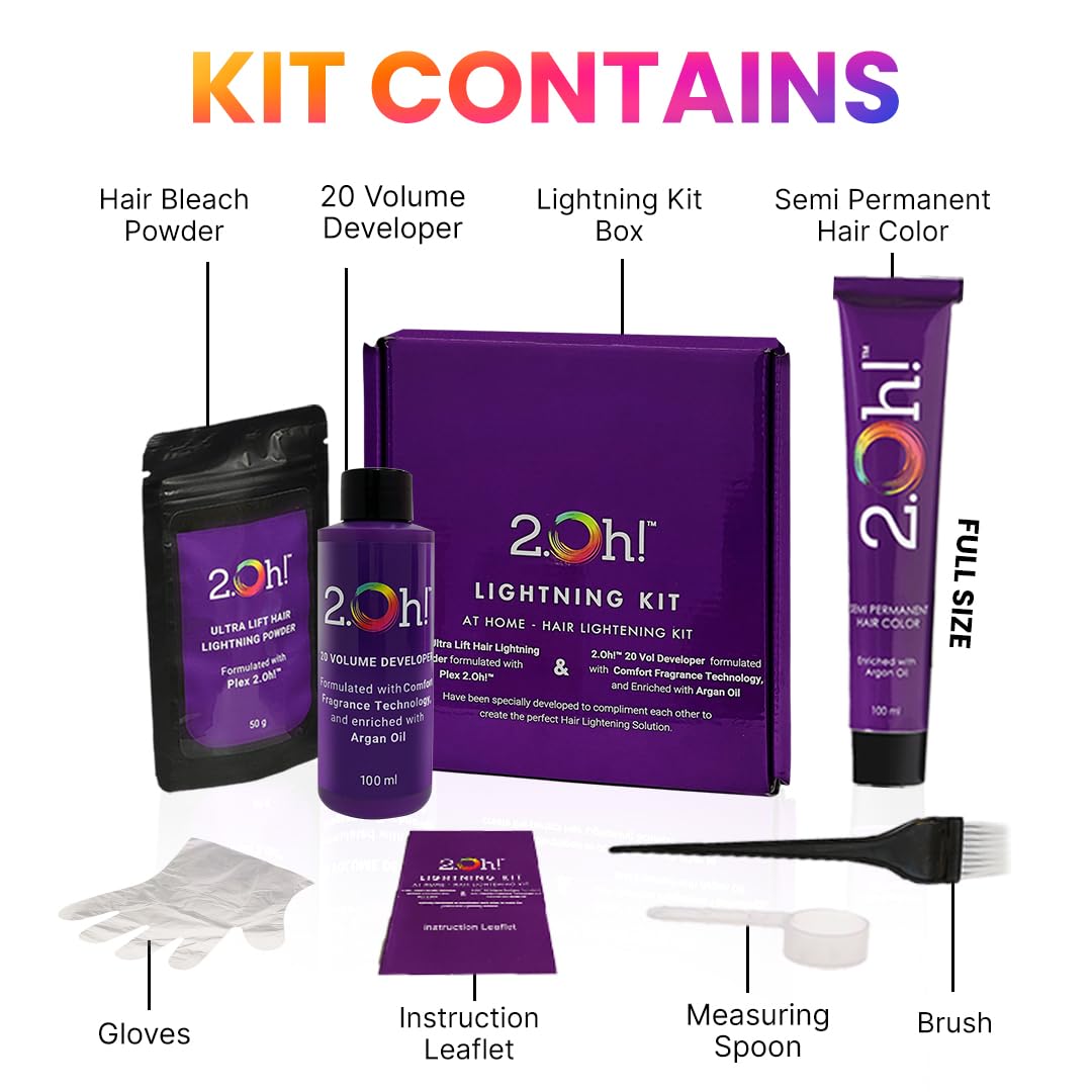 2.Oh! Italian- Hazelnut Brown Hair Color DIY Kit | Semi Permanent Hair Color + Hair Bleach for Hair Color | Hair Highlights for Women & Men | Hair Bleach with Plex & Argan oil| Lightening Kit