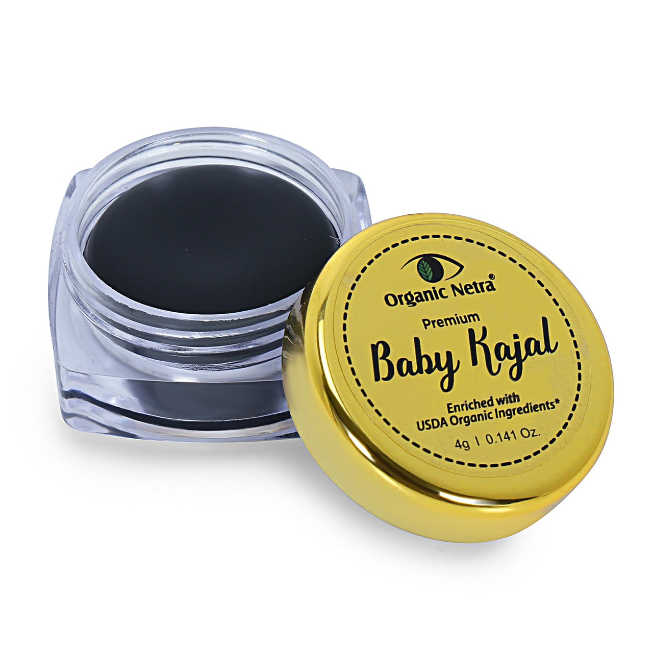Organic Netra Baby Compressed Powder Kajal Water Resistant,Smudgeproof,Longlasting For Normal Skin Type Enriched With Natural&Organic Ingredients With No Harmful Chemicals,Matte Finish,4g (Pack of 2)