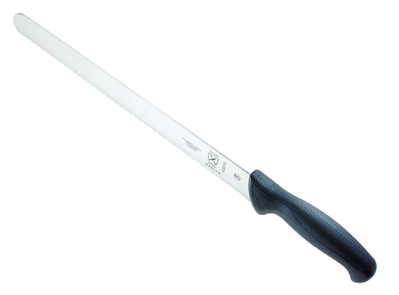 Mercer Culinary M23112 Millennia Black Handle, 12-Inch Wavy Edge, Slicer 12" Slicer (Wavy Edge)