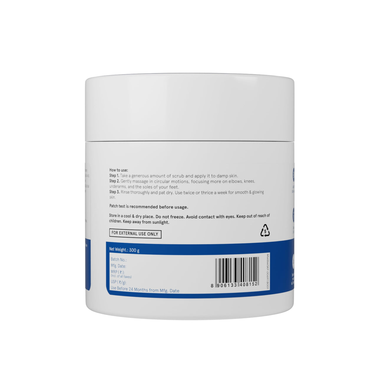Be Bodywise 12% AHA Body Scrub | Exfoliating Scrub with Glycolic Acid & Lactic Acid | Smoothens Strawberry Skin & Rough Bumps | Oat & Aloe Extract for Hydration | Vitamin E for Skin Protection | 300g