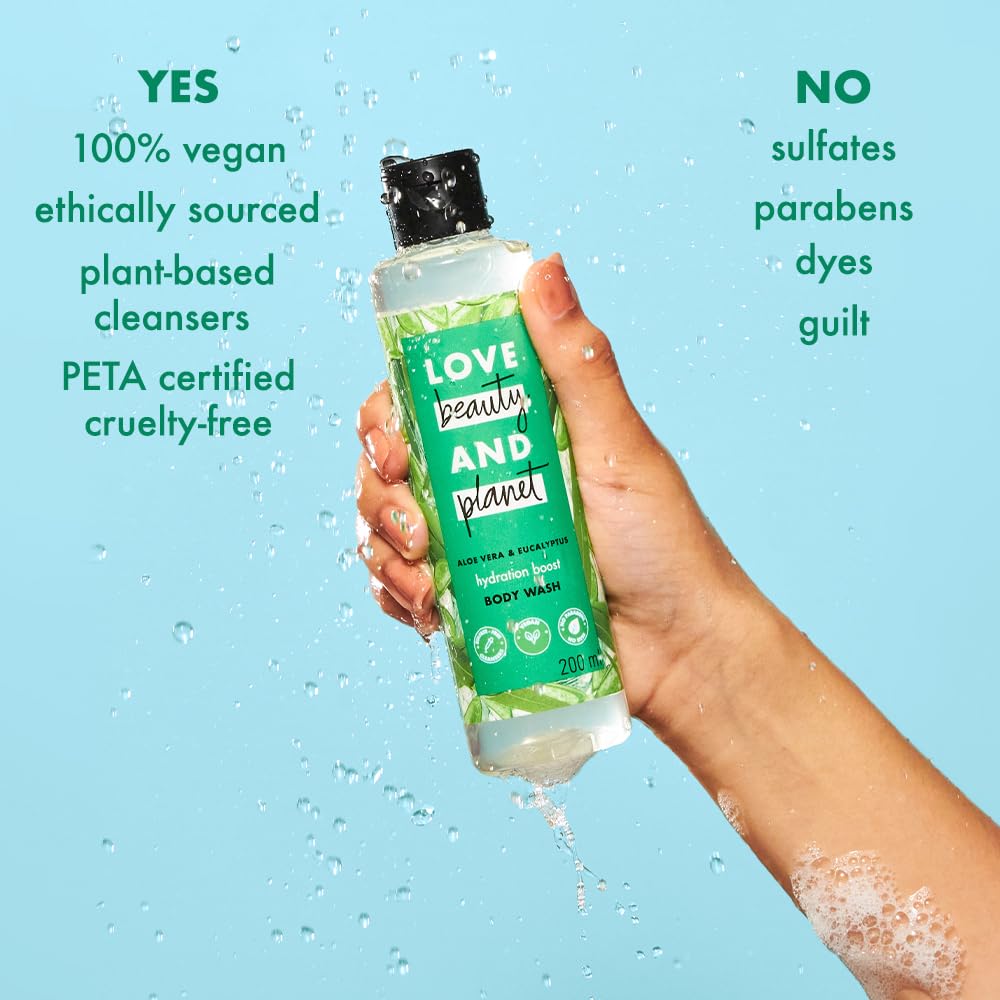 Love Beauty & Planet Aloe Vera & Eucalyptus Refreashing Bodywash| Natural Shower Gel for Soft,Smooth Skin,200 ml
