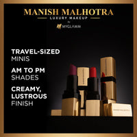 MyGlamm Manish Malhotra Hi Shine Mini Lipstick Set - Afterparty - 1.5g (Set of 2) | Pinkish Purple & Fierce Red Shade Lipsticks Combo | Long Lasting Cream Finish