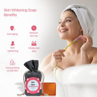 VCare Skin Whitening Soap -100 gm | Richness of 12 Herbs Ingredients with Songyi Mushroom Extract Soap bar | Exfoliates the skin impurities & improves the skin tone for both Men and Women (Pack of 3)