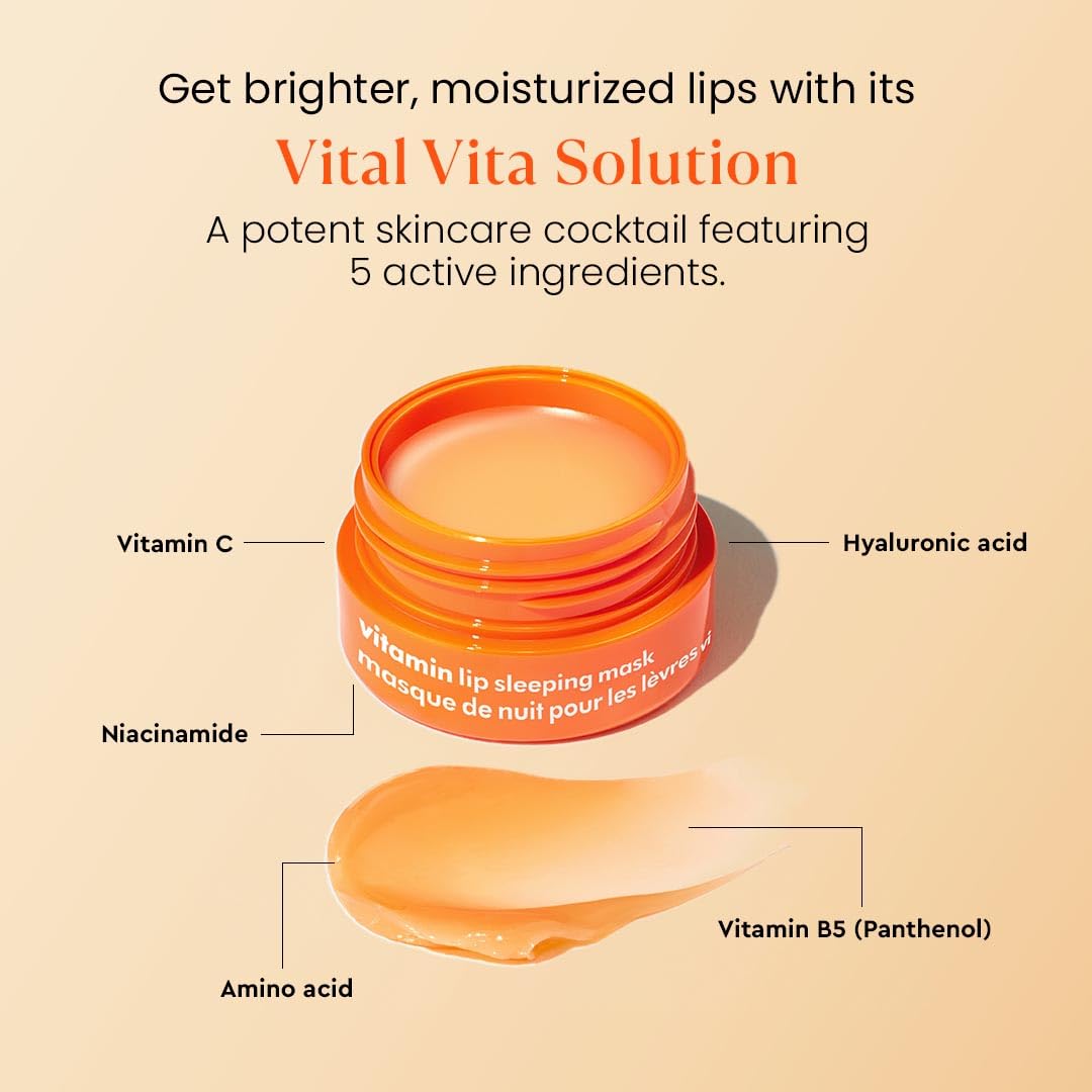 The Face Shop Vitamin C Lip Sleeping Mask (14g) - Smooths & Softens Dry Lips - Hydrating Lip Mask, Lip Balm, Lip Treatment, Lip Moisturizer - Overnight Lip Care for Lush Lips - Korean Skin Care