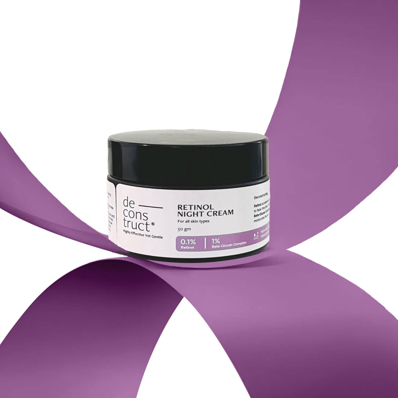 Deconstruct 0.1% Retinol Night Cream with 1% Beta-Glucan Complex | Beginner Friendly | Anti-Aging Night Cream for Fine Lines and Wrinkles | For Women & Men | 50 gm