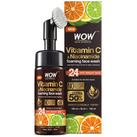 WOW Skin Science Caffeine Face Serum - Quick Absorbing - OIL FREE - Anti-Aging & WOW Skin Science Brightening Vitamin C Foaming Face Wash Combo