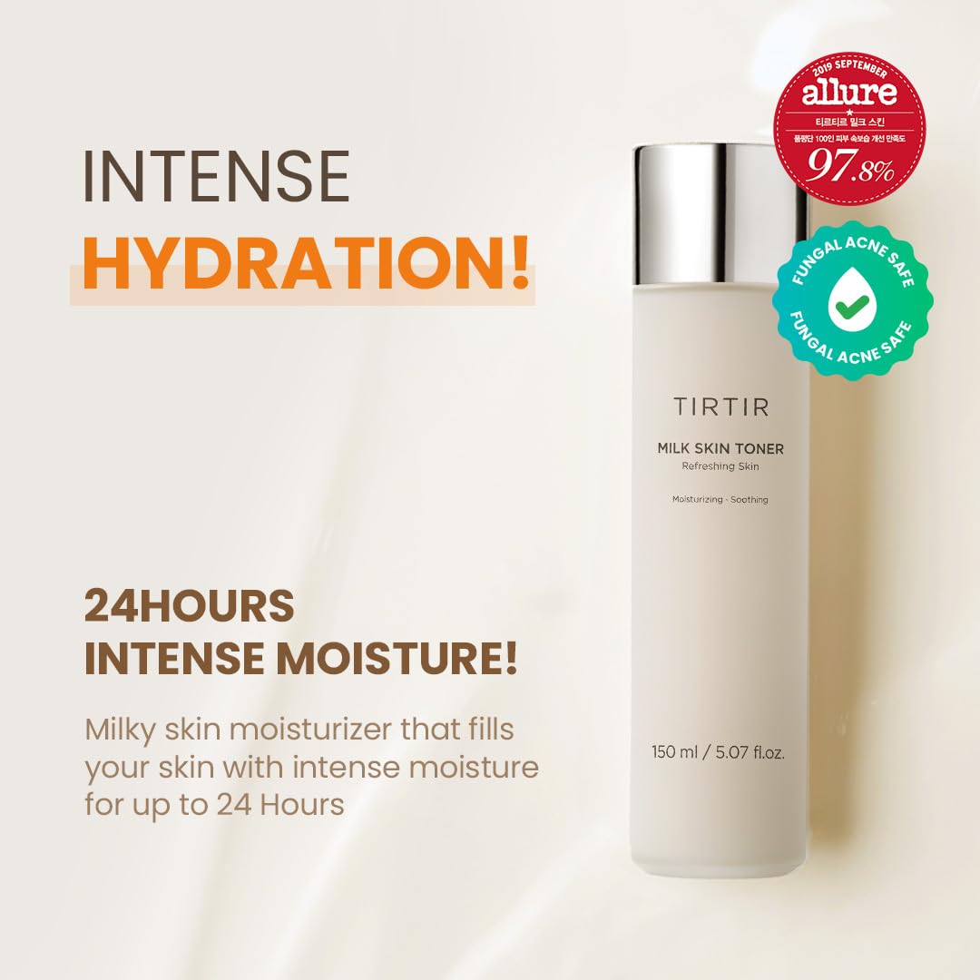 TIRTIR Milk Skin Rice Toner | Deep Moisturizing, Hydrating Toner for face | Niacinamide, Ceramide, Rice Bran Extract | Nature-Oriented Ingredients for Korean Skin Care | Vegan, (150 ml)