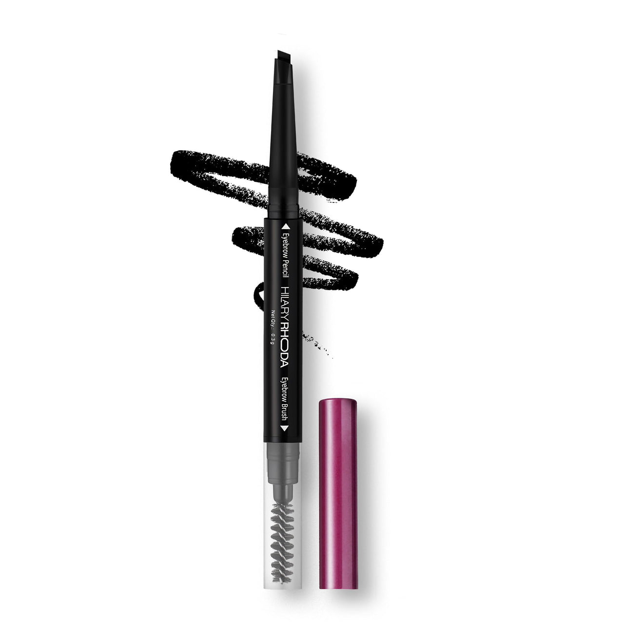 Hilary Rhoda Brow Artist Eyebrow Pencil | Dual-Ended & Natural Finish | Smudge-Proof & Long-Lasting Eyebrow Pencil | 0.3g (Black-Shade 01)