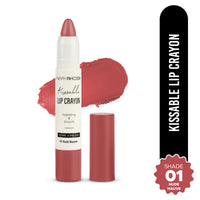 Hilary Rhoda Kissable Lip Crayon |12-Hour Stay | Highly Pigmented Matte Finish | Smudge-Proof & Transfer proof Lipstick | Retractable Lip Crayon | 3.5g - (Nude Mauve | Shade 01)