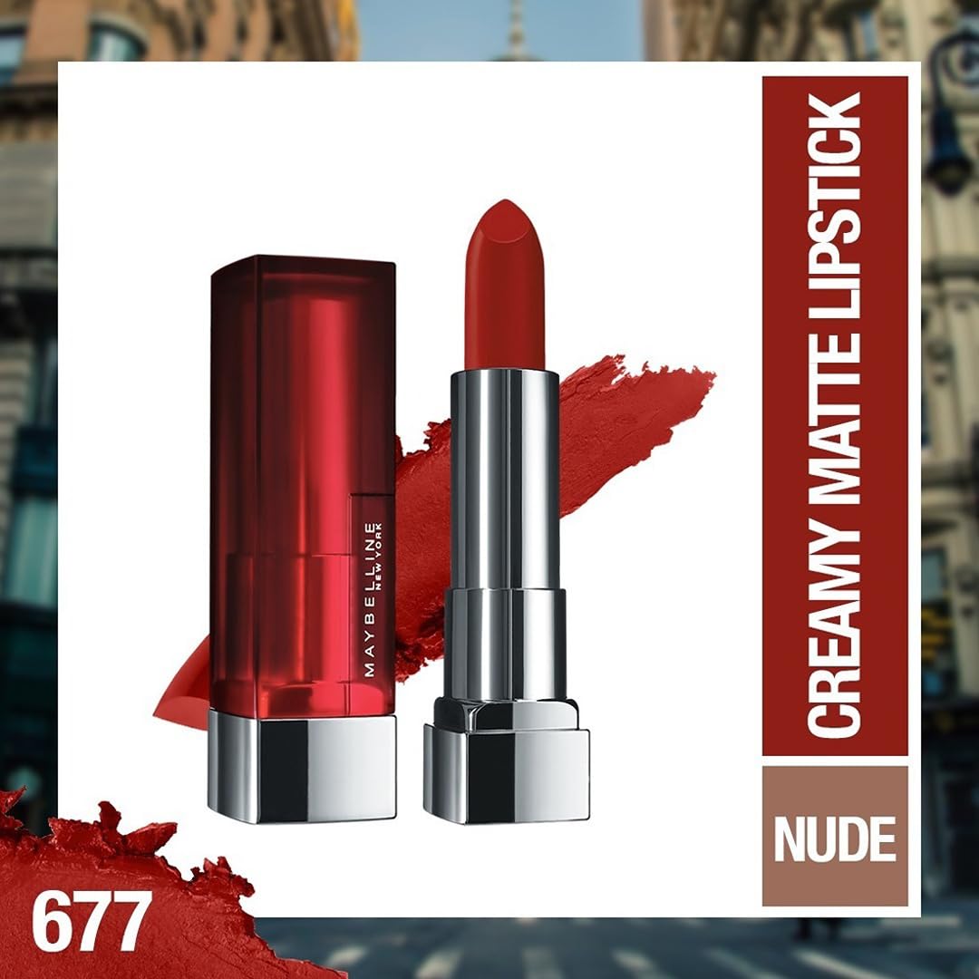 Maybelline New York Matte Lipstick, Intense Colour, 677 Noho Amber, 3.9gm & Maybelline New York Colossal Kajal, Intense Colour, Waterproof, Long lasting 24Hrs Stay, Black, 0.35g