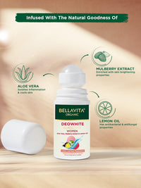 Bella Vita Organic Deo White Deodorant For Men Long Lasting Freshness, 50ml Natural Roll On & Organic Deo White Deodorant For Women Long Lasting, 50ml