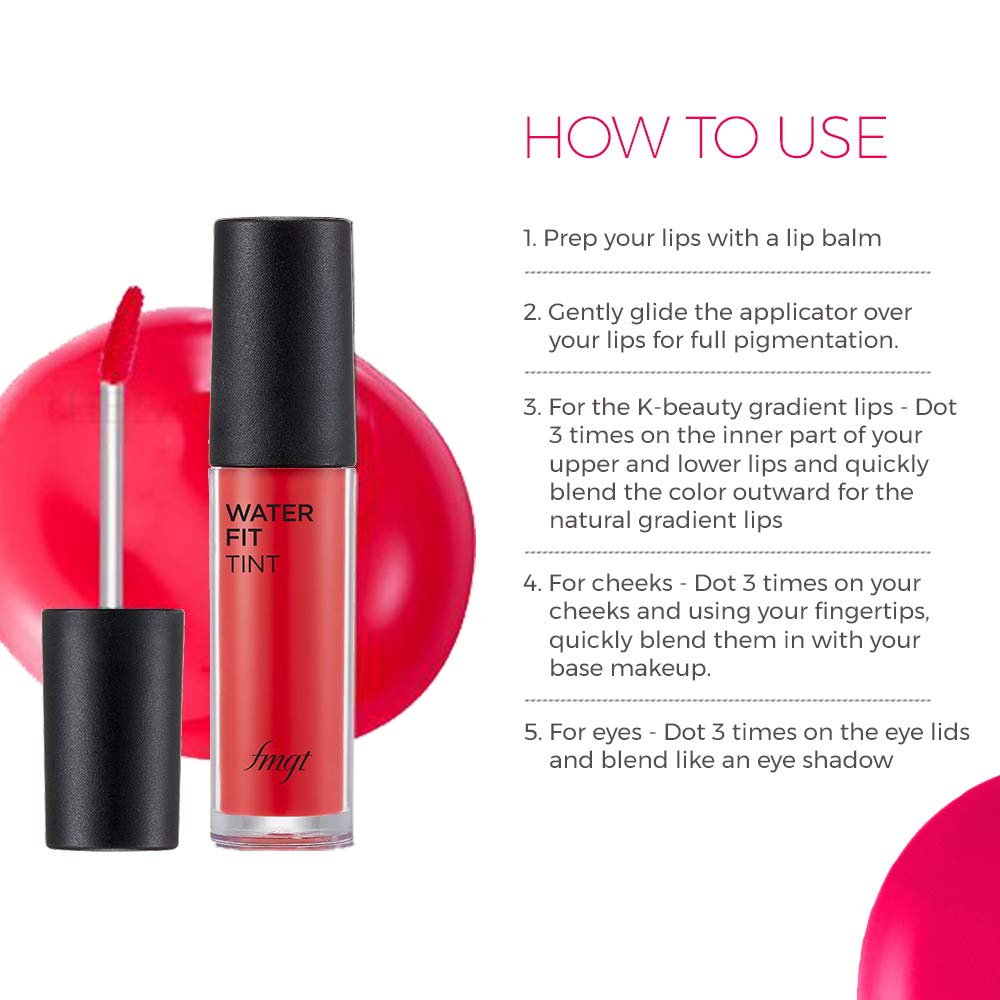 The Face Shop Waterproof and Long Lasting Water Fit Lip Tint, Lip Stain, Crème Finish, 5g - Pink Mate