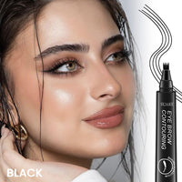 Luxenwell Eyebrow Contouring Pen, Waterproof Microblading Eyebrow Pencil with 4-Prong Micro-Fork-Tip Applicator, Liquid Eyebrow Pencils for women Creates Natural Looking Brows Effortlessly (Black)