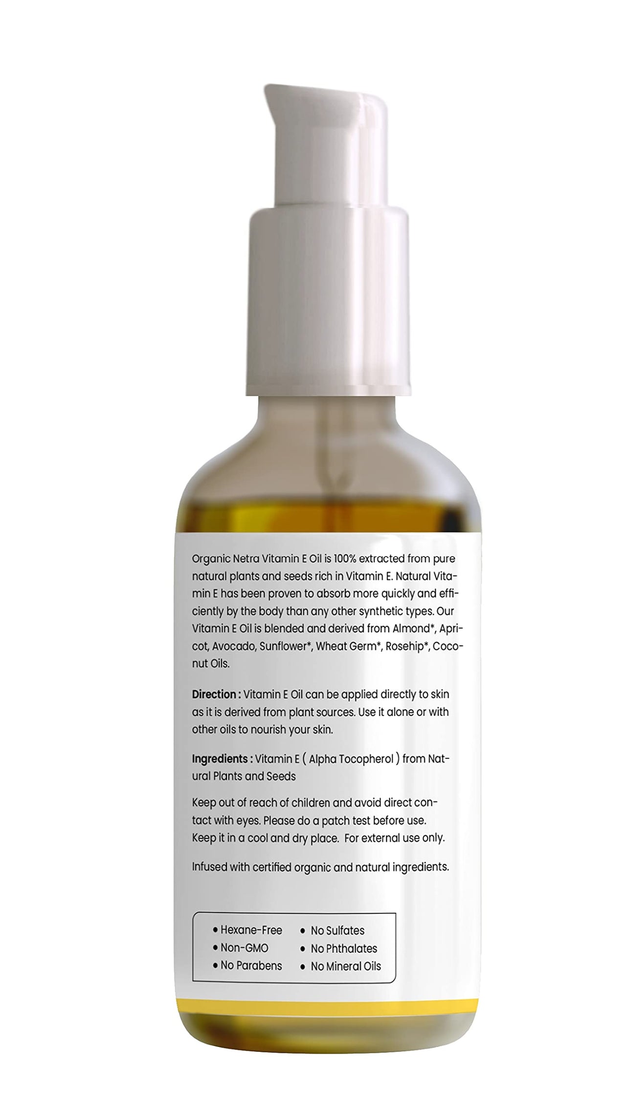 Organic Netra 100% Pure Plant Based Vitamin E Oil For Radiant, Moisturized Youthful Skin -30 ml. and Organic Netra Glycerine for Face 200ml (Pack of 1)