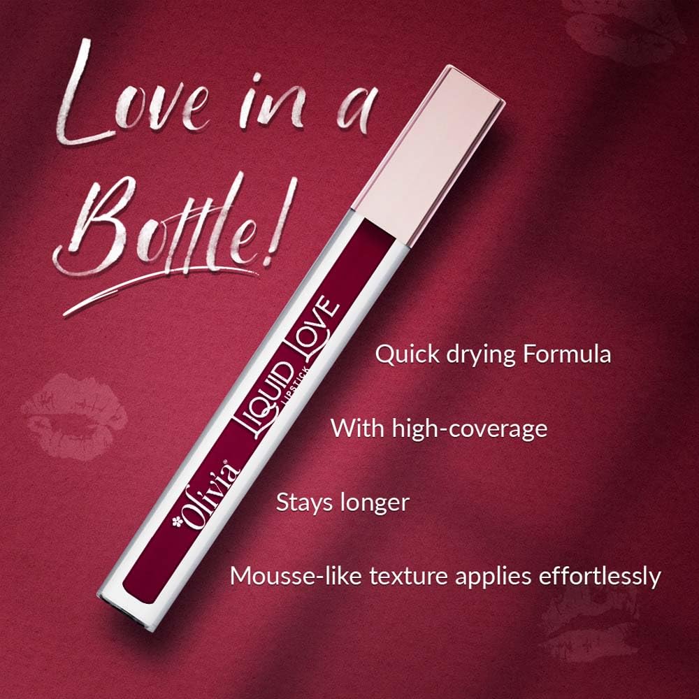 Oliva Liquid Lipstick, 12HR Long-lasting Matte Lipstick, Non Transfer, High Coverage, Water & Smudge Proof, Light Weight & Cruelty-Free - 2ml (Berry Smoothie 11)