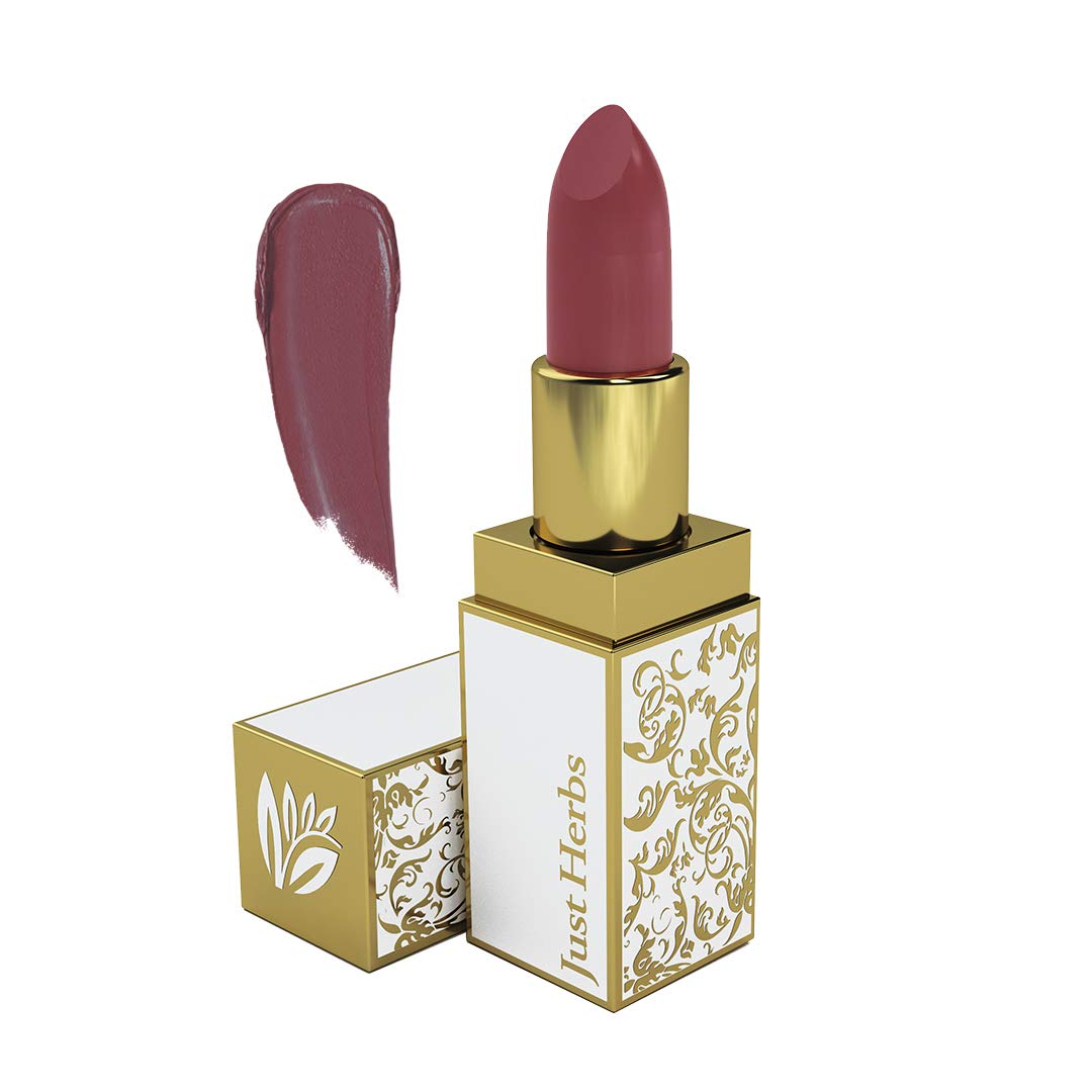 Just Herbs Natural & Organic Herb Enriched Ayurvedic Creamy Matte Lipstick For Dry & Chapped Lips- Paraben & Chemical Free Lipstick (Deep Pink, Shade no. 4)