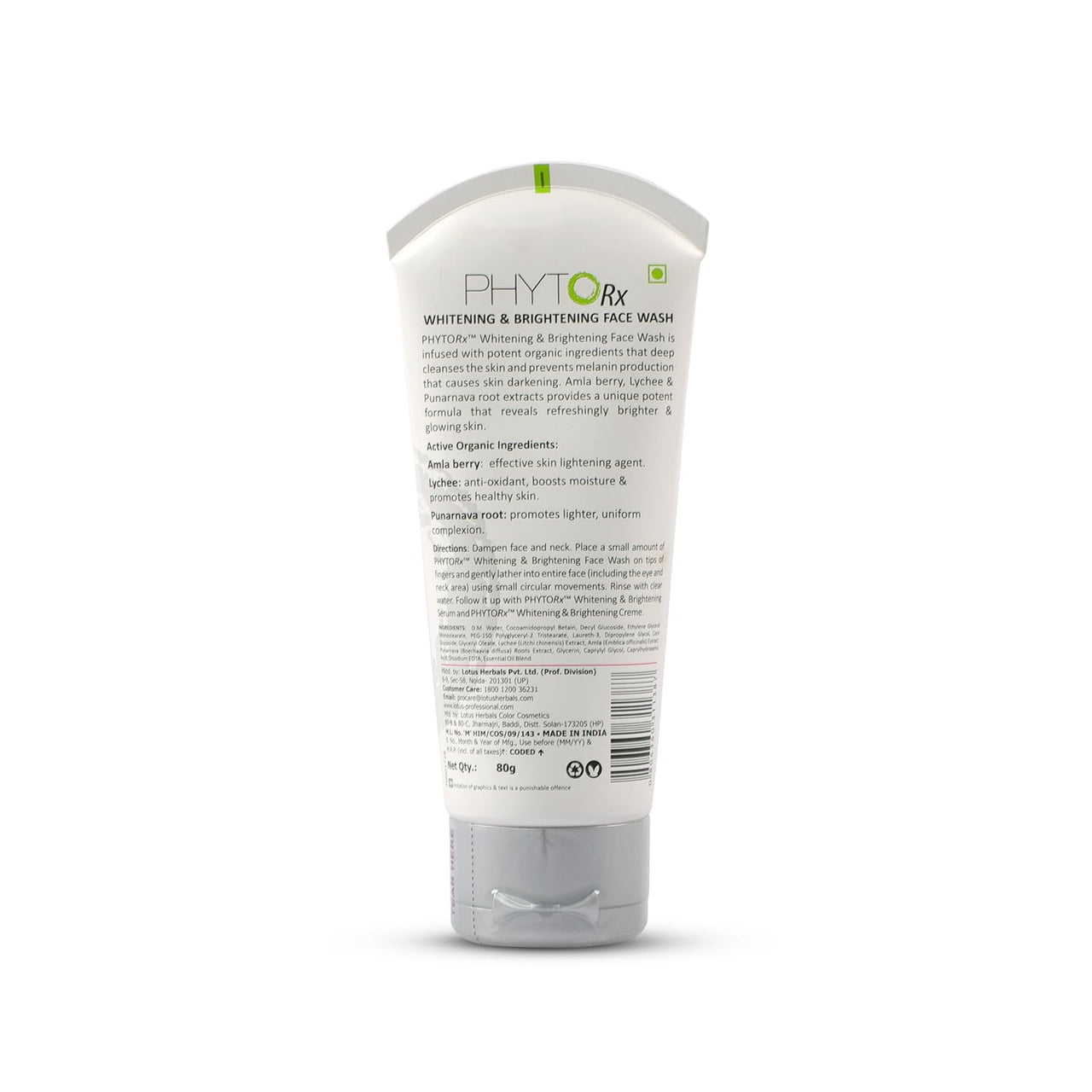 Lotus Professional PHYTORx Whitening & Brightening Face Wash for Women & Men | Cleanser for Normal to Dry Skin| Pore Refining Brightening | Alcohol & Sulphate Free Cleanser for Glowing skin, 80GM