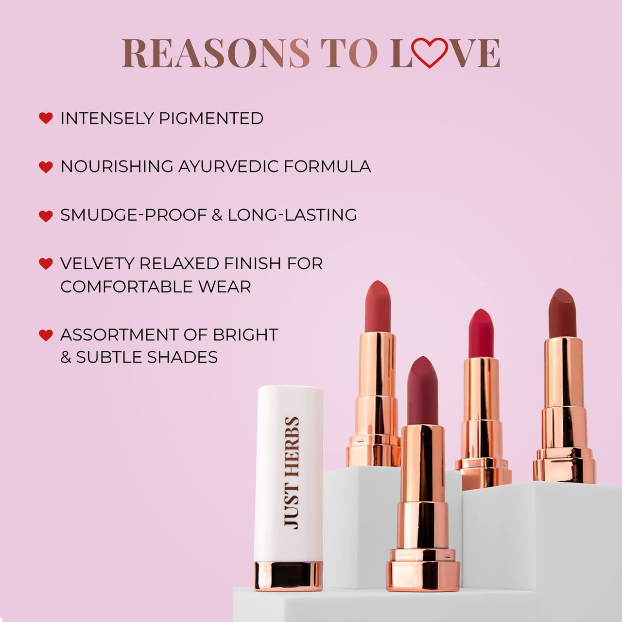 Just Herbs Matte Lipstick, Hydrating Nourishing and Liquid Waterproof Long Stay Relaxed Matte Bullet Lipsticks for Women 4.2 gm (Taupe Tier)