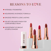 Just Herbs Matte Lipstick, Hydrating Nourishing and Liquid Waterproof Long Stay Relaxed Matte Bullet Lipsticks for Women 4.2 gm (Fiery Pink)