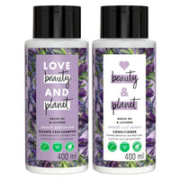 Love Beauty & Planet Smooth and Serene Conditioner with Argan Oil and Lavender Aroma, 400 ml And Love Beauty & Planet Smooth and Serene Shampoo with Argan Oil and Lavender Aroma, 400 ml