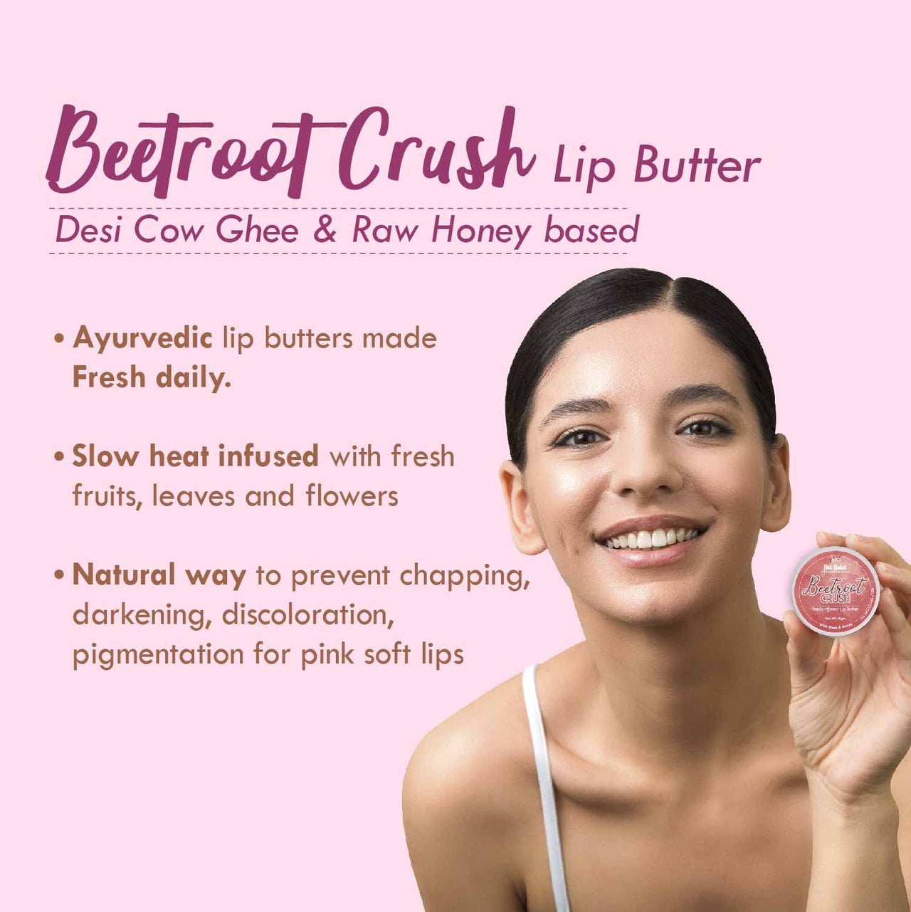 Nat Habit Lip Balm Fresh Beetroot Crush 10gm Lip Butter For Natural Pink Lips and Nat Habit Five Oil Hibiscus NutriMask-Hair Mask For all Hair & Scalp Types (Pack of 2 x 40 gm)