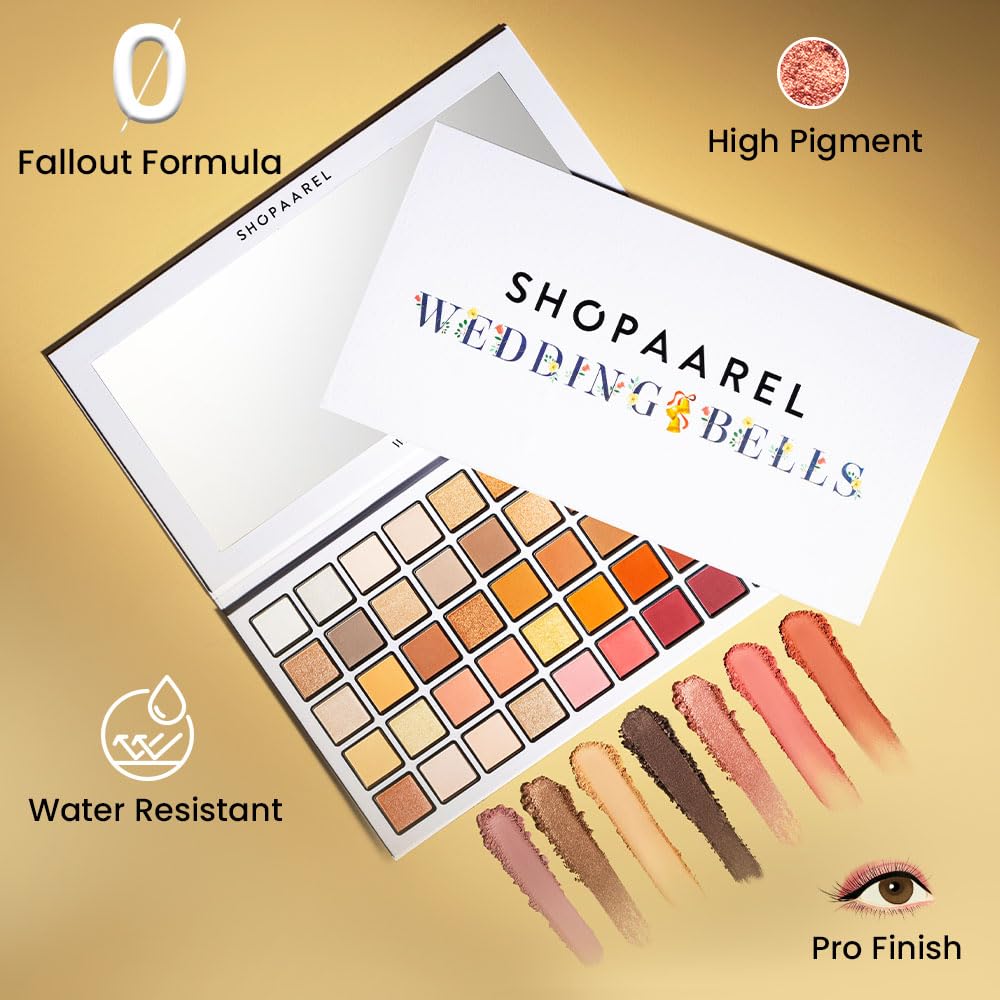 SHOPAAREL Wedding Bell 50 Color Eyeshadow Palette Highly Pigmented Blendable Long Lasting Matte And Shimmer Shade For Party For Women Girls, Multicolor