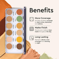 C2P Pro Supraemeshield Must Have 12-in-1 Concealer Color Corrector Palette | Cream-Based Foundation & Contour | Neutralizes Redness, Dark Circles & Blemishes | Buildable Coverage, Ideal for Dry Skin | 42g