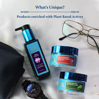 Blue Nectar Gentlemen Gift Set for Men | Plant Based Actives : Kumkumadi Face Wash, Walnut Face Scrub & Grapeseed Face Cream | Set of 3 | Birthday Gift for Men | Annivarsary Gift for Husband