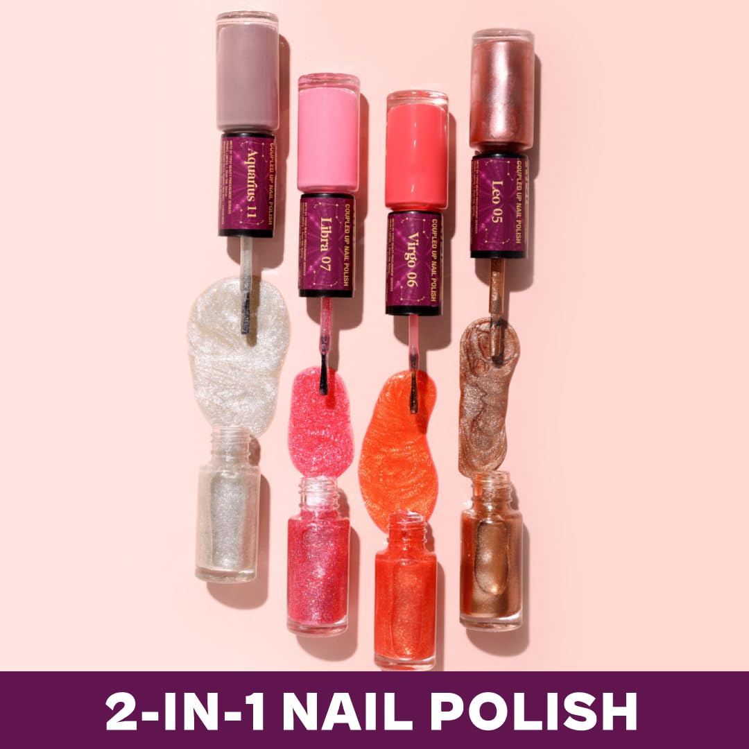 Typsy Beauty 2 In 1 Gel Nail Polish | Black & White | Quick Drying | Glossy Finish | Long Lasting | Chip Resistant |10 ml