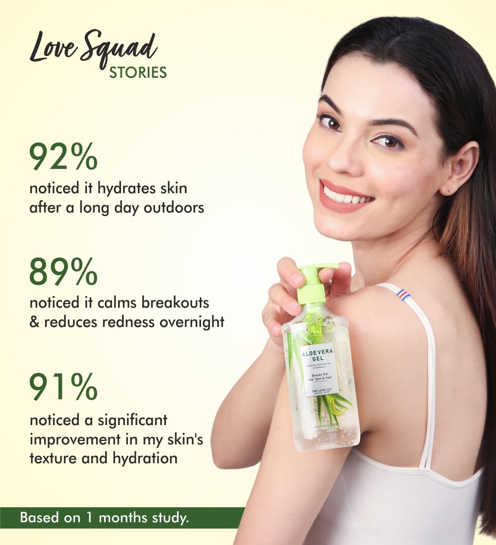 THE LOVE CO. Aloe Vera Gel - 250ml | Refreshing Hydration & Soothing Formula | Natural Moisturizer for Face and Body | Suitable for All Skin Types