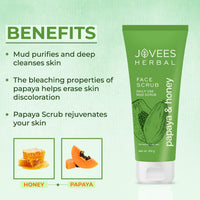 Jovees Herbal Papaya & honey Face Scrub | With Honey,Neem & Chamomile Extract | For Normal to Dry Skin | Gently Remove Dead Skin | Improves Uneven Skin Tone | Paraben And Alcohol Free | 100gm