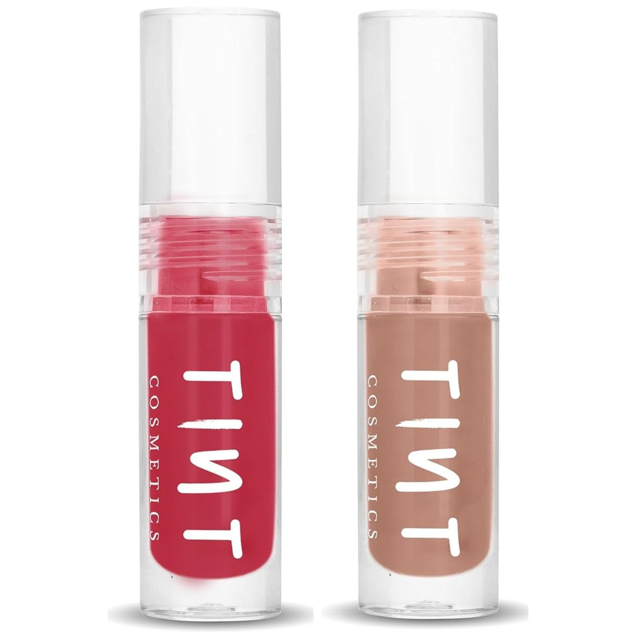Tint Cosmetics 2.5ml Set of 2 Lipgloss, Red & Nude, Non Sticky, Hydrating, Light Weight, Long Lasting, High Shine & Soft Natural Liquid Lip Gloss For Girl & Women (Berry Pink & Roasted Chestnut)