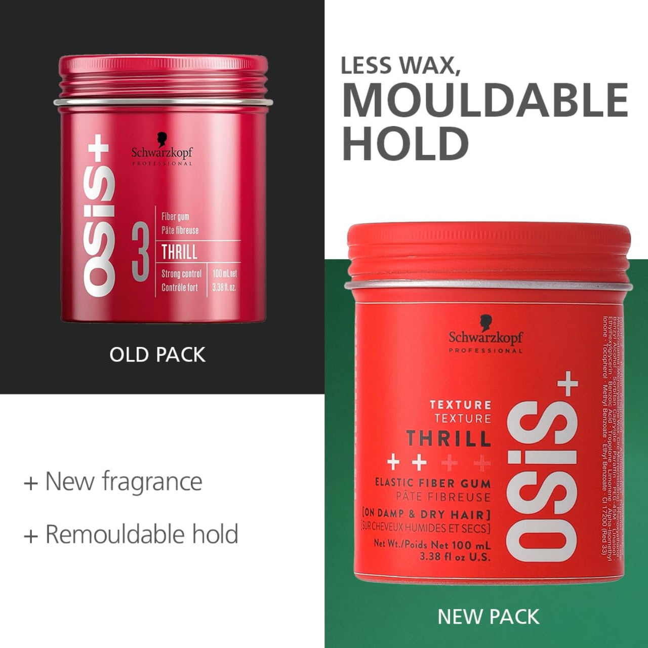 Schwarzkopf Professional Osis+ Thrill Elastic Clay Hair Styling Fibre Gum I Enhances Defination And Shine I Easy To Apply And Wash I Vegan | Tames Frizz And Fly Aways | 100 Ml