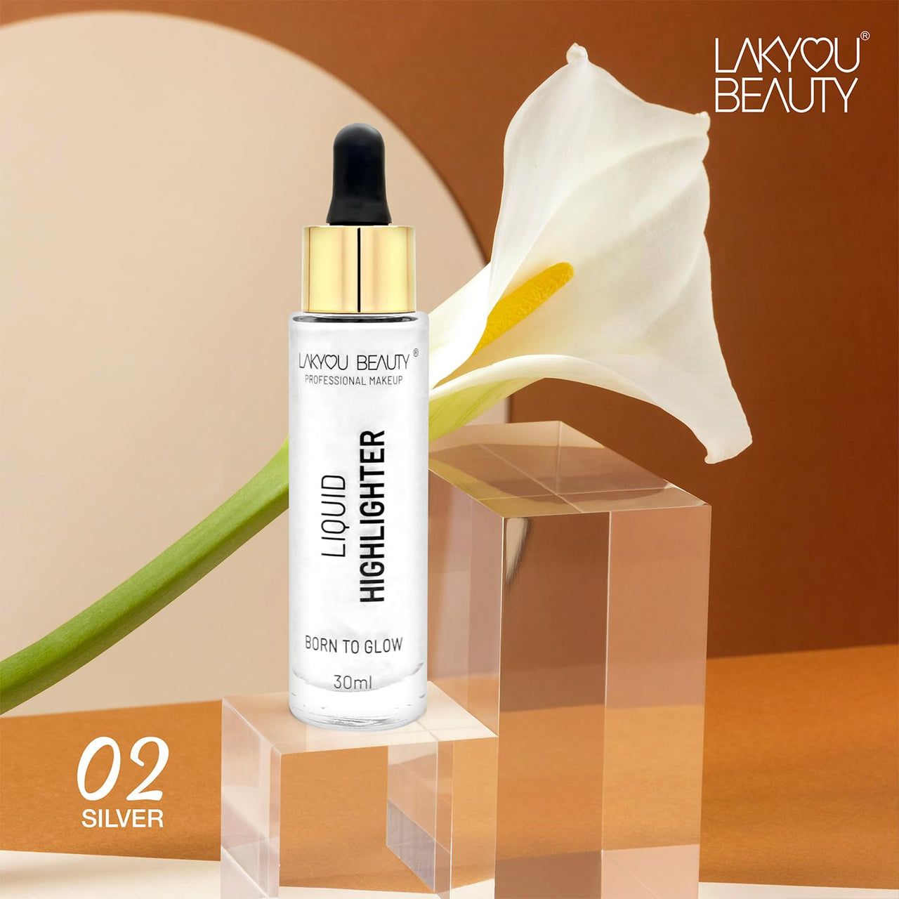 LAKYOU BEAUTY Born To Glow Liquid Highlighter Shade-02-30ml | Radiant Glow With Shimmer Finish