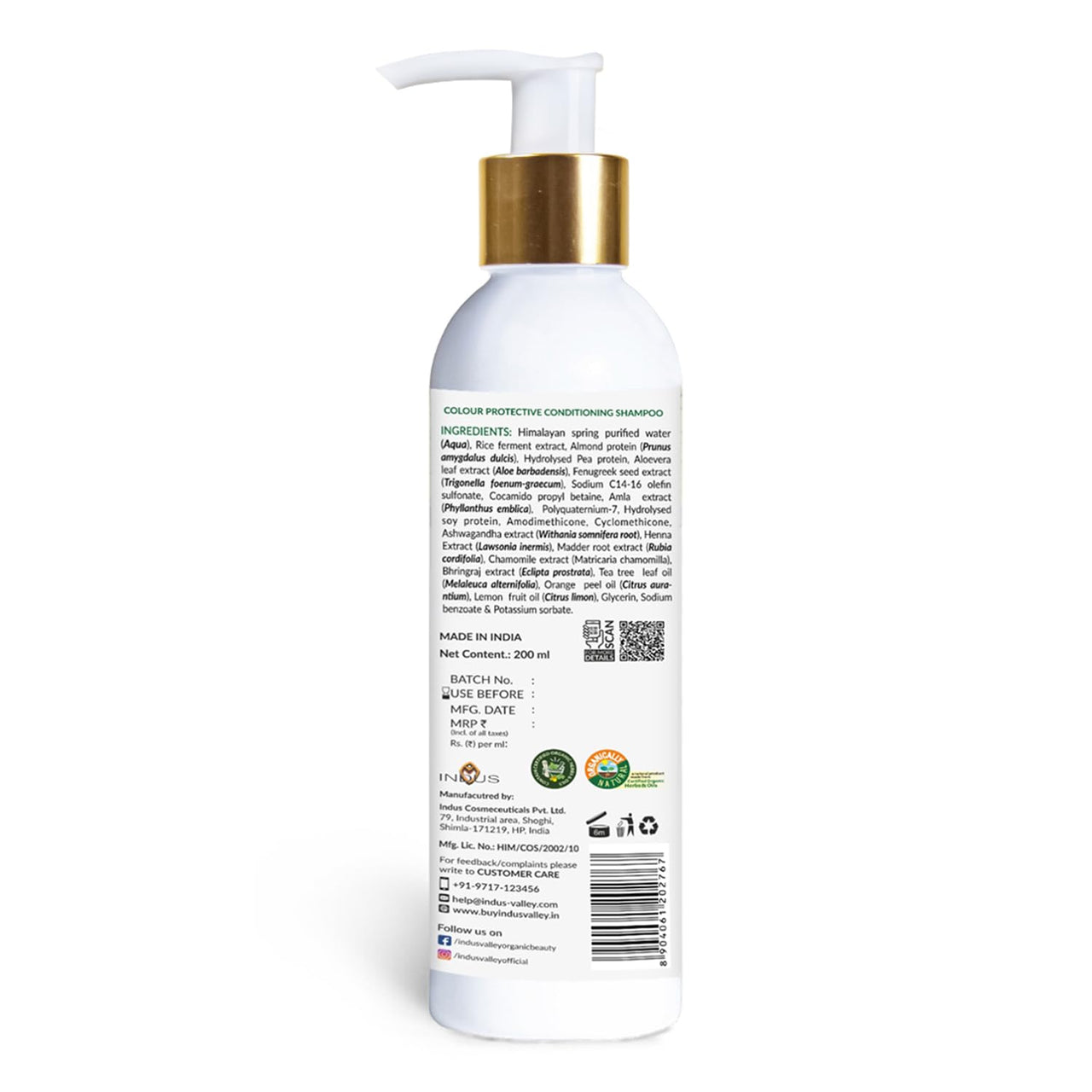 INDUS VALLEY Colour Protective Shampoo 200 ml Without Sles, No Parabens, Ph 5.5 with Natural Damage Free Gel Colour Medium Brown 4.00 Gel Hair Colour (20 g, 200 +200ml = 400 ml)