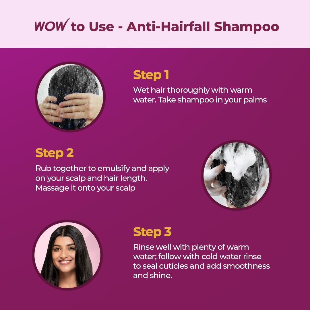 WOW Skin Science Onion & Collagen Anti-Hairfall Shampoo|Reduces Hairfall|Strengthens Roots|Nourishes Scalp|Prevents Breakage|Enhances Hair Thickness and Shine|New & Improved Formulation|500ml
