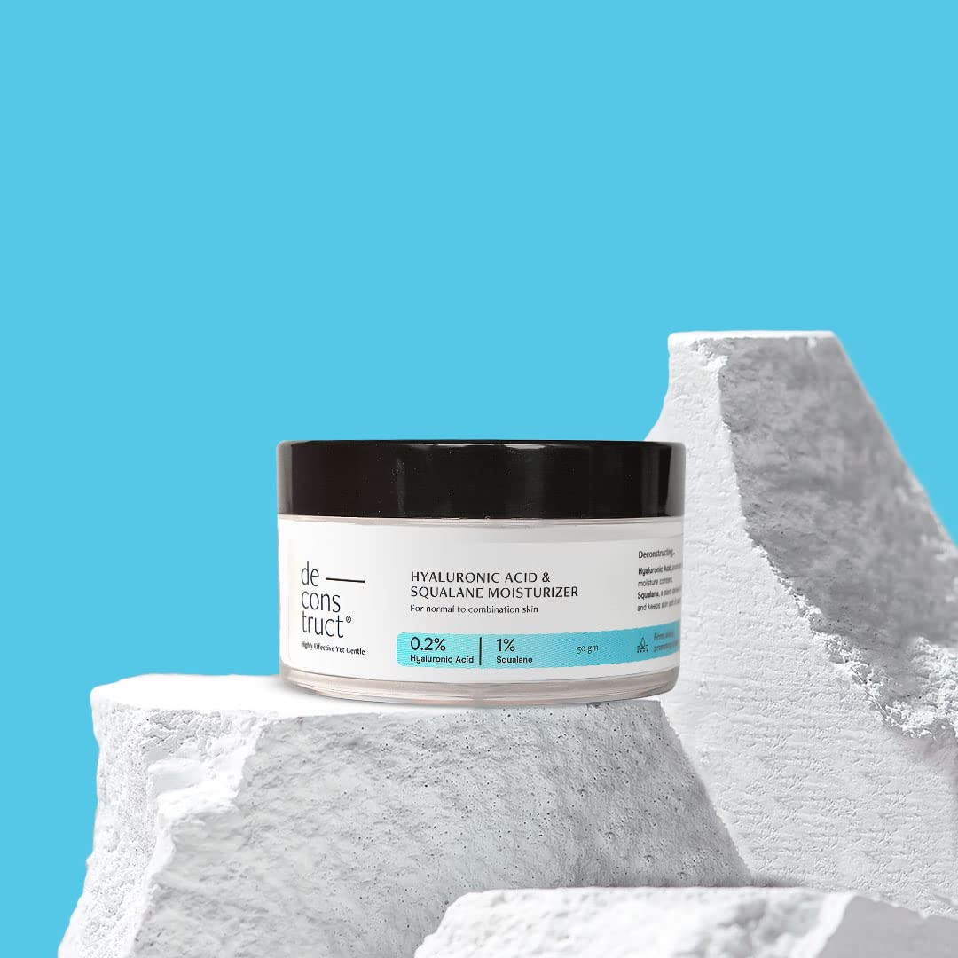 Deconstruct Hyaluronic Acid & Squalane Moisturizer | 0.2% Hyaluronic Acid 1% Squalane |Moisturizer For Normal Skin | Lightweight Moisturiser | For Long Lasting & Non-Greasy Hydration | 50Gm, Cream