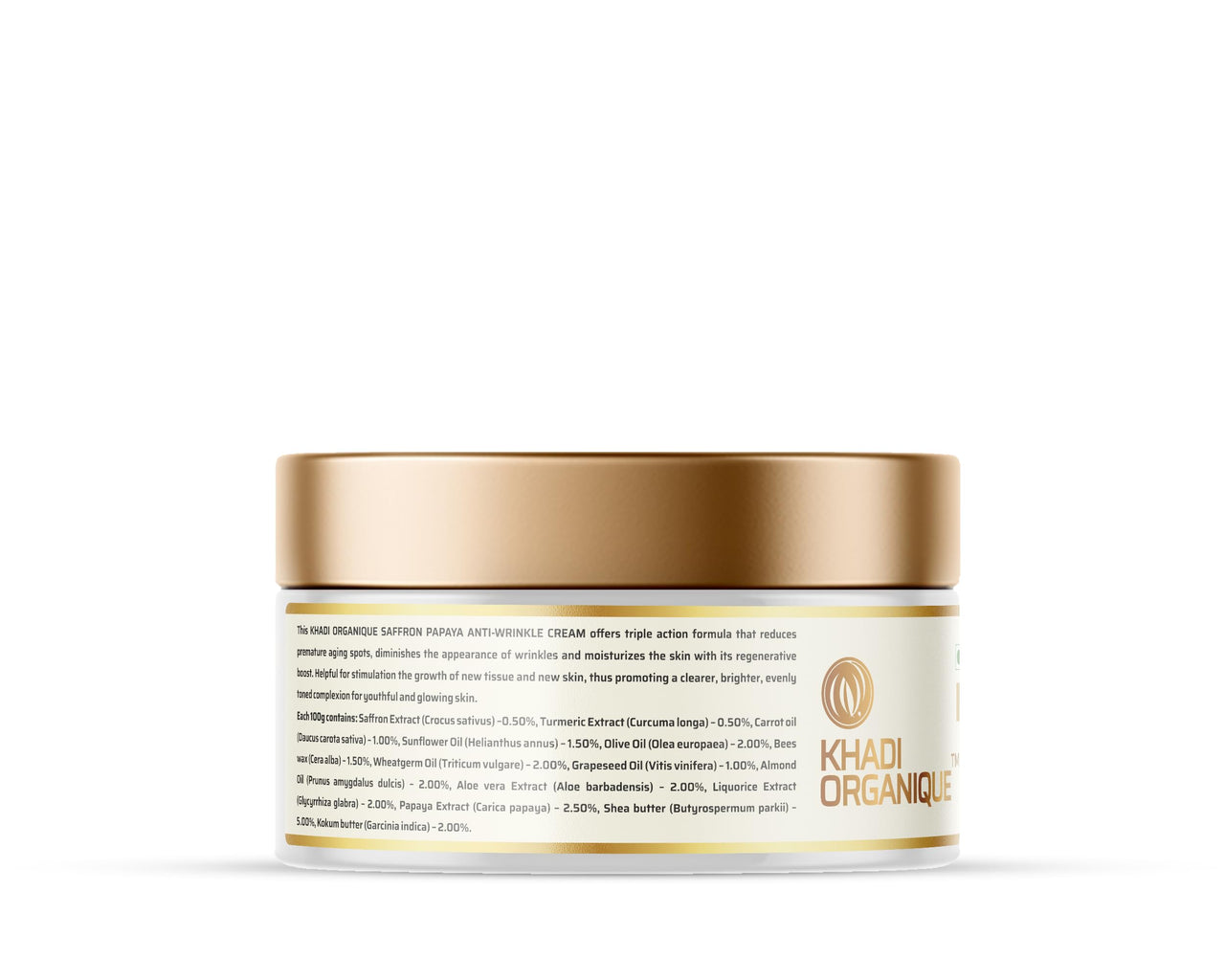 Khadi Organique Anti Wrinkles Cream For Women with Saffron and Papaya - Pack of 2