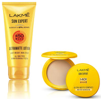 LAKMÉ Sun Expert SPF 50 PA+++ Ultra Matte Lotion for All Skin types, 50 ml And Sun Expert Ultra Matte SPF 40 PA+++ Compact, 7g