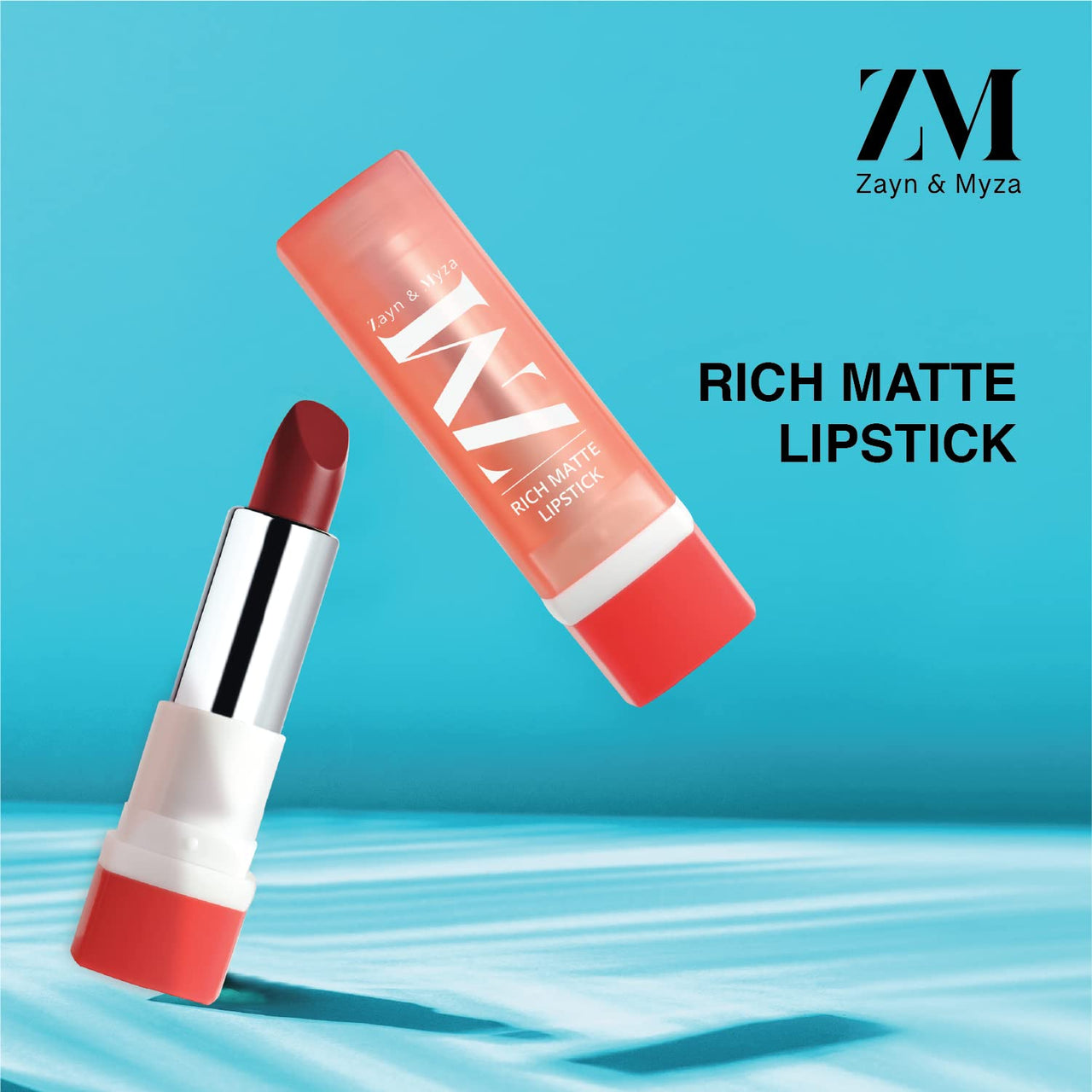 ZM Zayn & Myza Rich Matte Lipstick, Smooth and Light Weight, Intense Color in one Swipe, High Pigmentation Bullet Lip Stick Enriched with Argan oil, Murumuru and Shea Butter, 4.2 g (Mellow Drama)