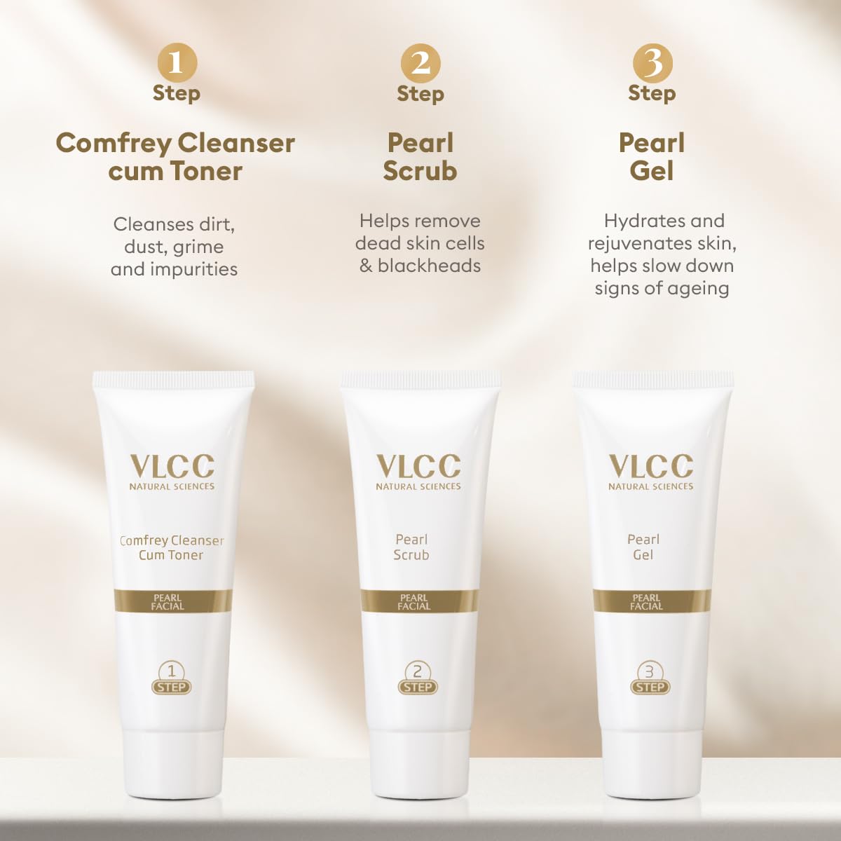 VLCC Pearl Facial Kit - 60g | Luminous and Radiant Skin | At Home Facial with Pearl Extracts, Sandalwood, Turmeric & Aloe Vera | Tan Removal Facial Kit.