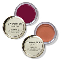 DAUGHTER EARTH Vegan Lip and Cheek Tint Combo | Matte Natural Blush for Women | Lip Tint with Vitamin E | Nourishing Cheek Tint | Pack of 2 | 4.5 gm Each (Foncee Red & Coffee Nude)