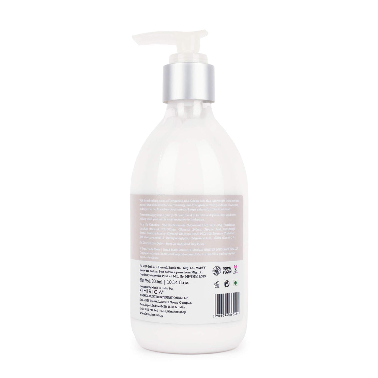 Kimirica Five Elements Moisturizing Scented Body Lotion with Tangerine and Green Tea for All Skin Type | Instant Hydration| Vegan and Paraben-Free | for Men & Women | 300ml