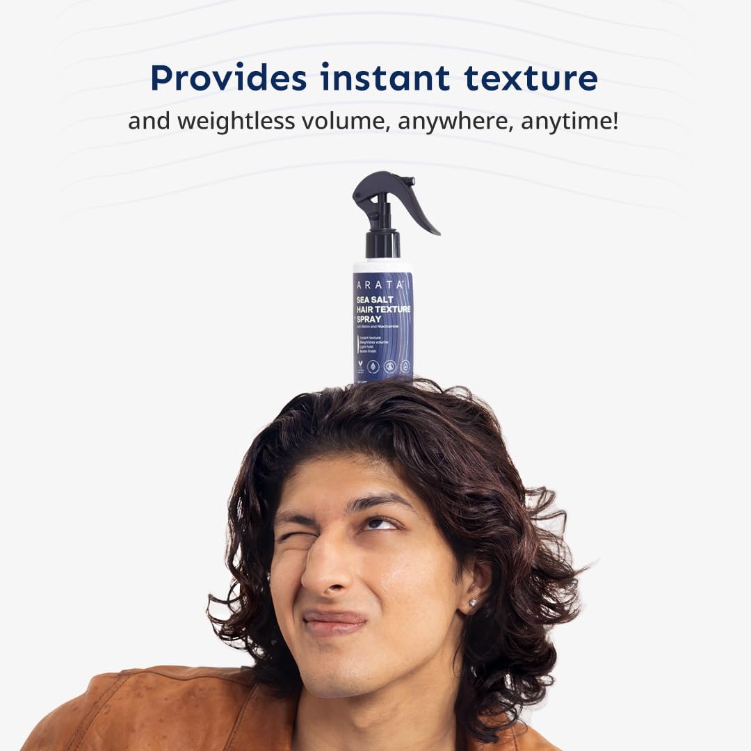 Arata Sea Salt Volumizing Hair Spray - 150ml For Beachy Locks & Natural Waves | Adds Volume & Texture To Hair Without Any Crunchy Feel | Made for All Hair Types With Sea Salt, Biotin & Niacinamide