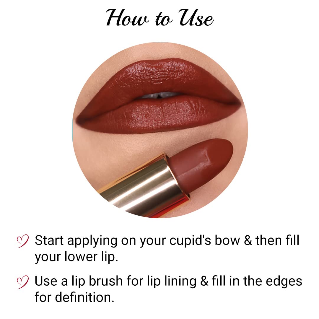 Iba Long Stay Matte Lipstick for Women- M02 Mocha Shot, 4g | Creamy Matte Finish & Smooth Texture| Long-Lasting | Hydrated Lips | Enriched with Vitamin E| Intense Colour & Highly Pigmented | Lip Makeup