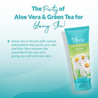 Olivia Skin Purifying Face Wash With Chamomile Aloe Vera And Green Tea Extracts | Reduces Blemishes & Breakouts| Suitable To All Skin Types - Paraben Free - 100Ml