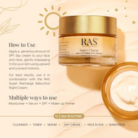 Ras Luxury Oils Super Charge Day Cream with SPF 30 PA++++ Goji Berry & Ceramides | Moisturizer for Glowing Skin with 72HR Hydration | For Skin Brightening | Normal, Oily, Dry & Combination Skin |50gm