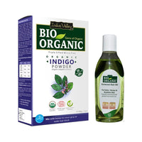 INDUS VALLEY Organic Indigo Powder | Indigofera tinctoria & Hair growout Oil, (100g + 100ml)