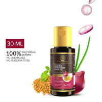 Khadi Natural Onion and Fenugreek Hair Oil: Enriched Blend for Strengthening Follicles. Achieve Thicker, Stronger, and Frizz-Free Hair. Paraben-Free Formula - 30 ml