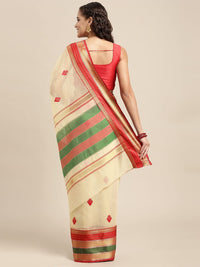 leeza store Women's  Jacquard Dobby Butta Butti Rich Kota Doria Cotton Silk Saree With Blouse Piece Green